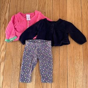 Gymboree and Gap summer cardigans, legging, 3-6mo